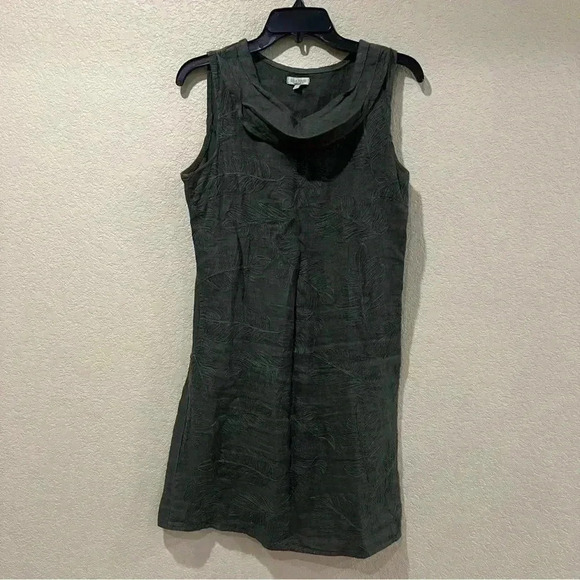 Lina Tomei Green Embroidered 100% Linen Sleeveless Dress Women’s Size Small. - Picture 1 of 16